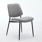 2 Piece Linen Dining Chair Set with Metal Legs, Curved Backrest Dining Room Chair Indoor Lounge Side Chair