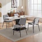 2 Piece Linen Dining Chair Set with Metal Legs, Curved Backrest Dining Room Chair Indoor Lounge Side Chair