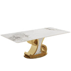 Rectangular Sintered Stone Dining Table with Stainless Steel Base for 8-10