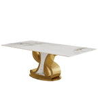 Rectangular Sintered Stone Dining Table with Stainless Steel Base for 8-10