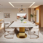 Rectangular Sintered Stone Dining Table with Stainless Steel Base for 8-10
