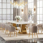 Rectangular Sintered Stone Dining Table with Stainless Steel Base for 8-10