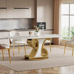 Rectangular Sintered Stone Dining Table with Stainless Steel Base for 8-10