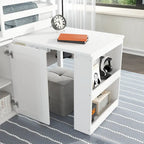 Twin Loft Bed with Pull-Out Desk, 2 Cabinets, 4 Drawers and Shelves