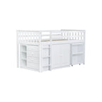 Twin Loft Bed with Pull-Out Desk, 2 Cabinets, 4 Drawers and Shelves
