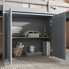 Twin Loft Bed with Pull-Out Desk, 2 Cabinets, 4 Drawers and Shelves