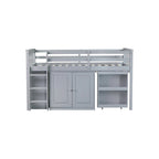 Twin Loft Bed with Pull-Out Desk, 2 Cabinets, 4 Drawers and Shelves