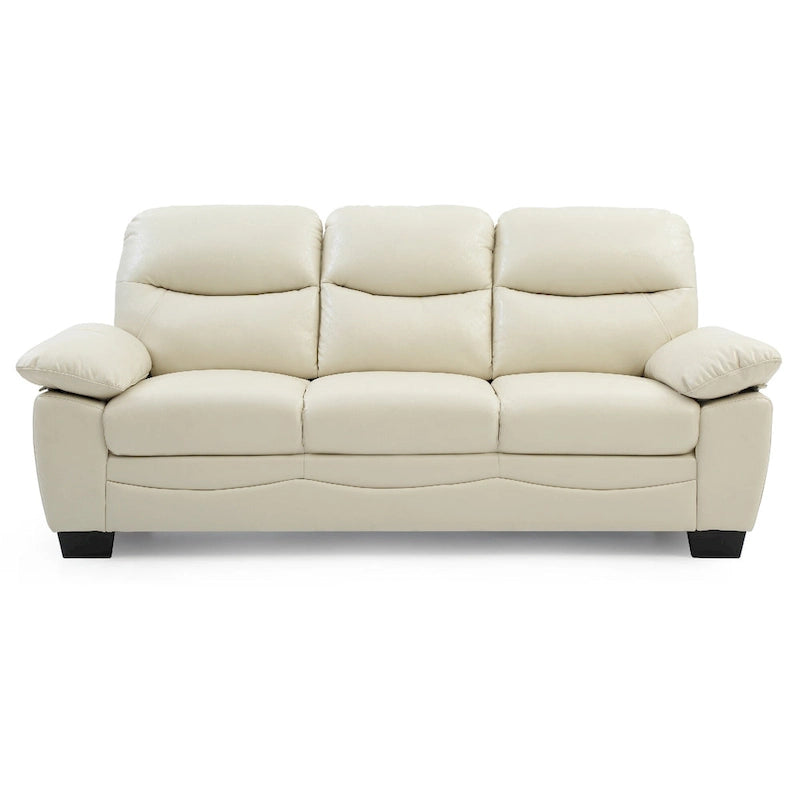 Arm Faux Leather Straight Sofa - 78 - Beige