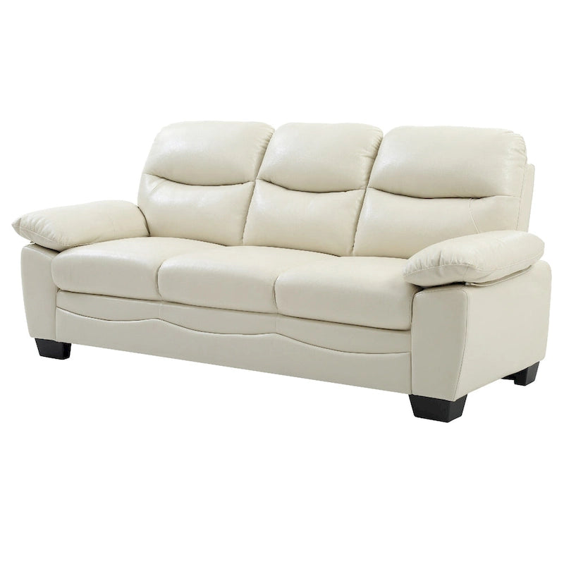 Arm Faux Leather Straight Sofa - 78 - Beige