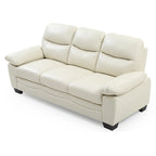 Arm Faux Leather Straight Sofa - 78 - Beige