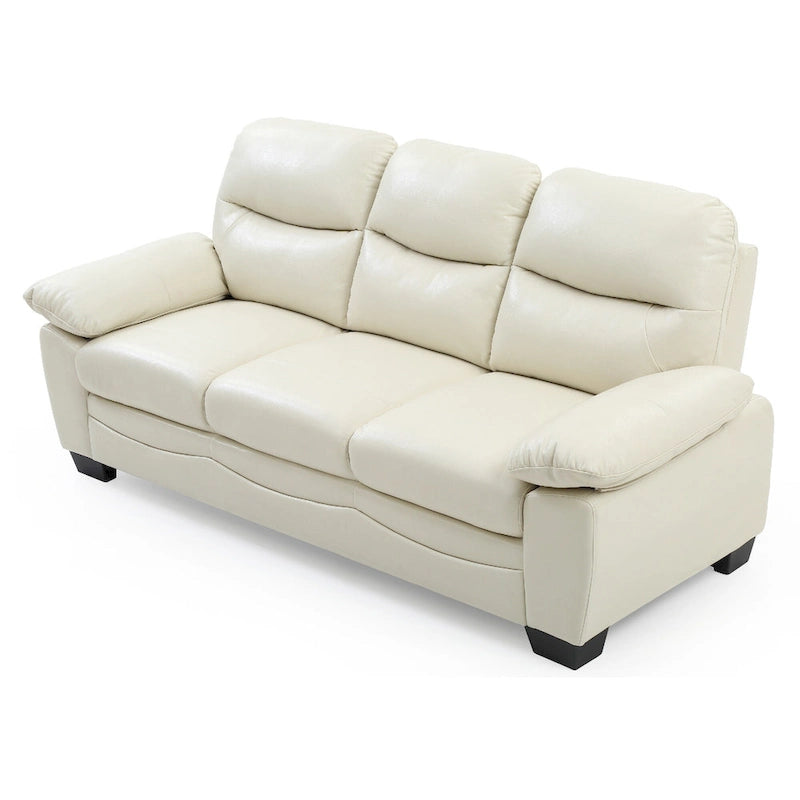 Arm Faux Leather Straight Sofa - 78 - Beige