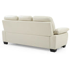 Arm Faux Leather Straight Sofa - 78 - Beige