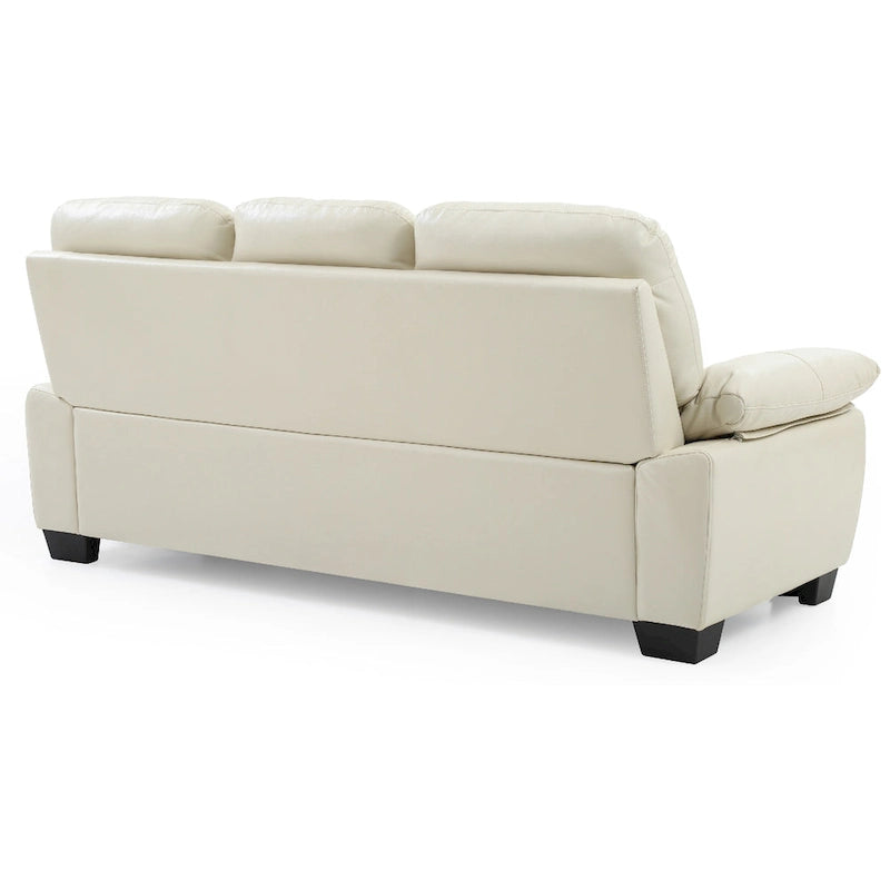 Arm Faux Leather Straight Sofa - 78 - Beige