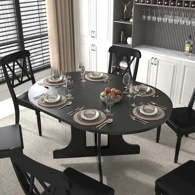 Modern Round Dining Table with Extendable Top and X Base for Family Dinners Small Spaces and Multi Scene Styling