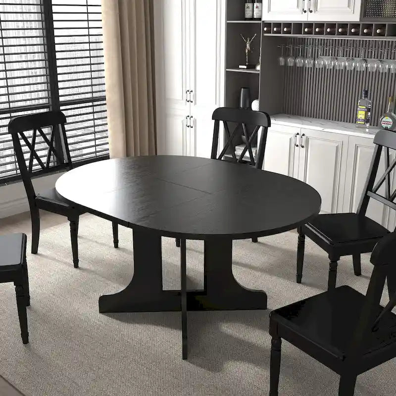 Modern Round Dining Table with Extendable Top and X Base for Family Dinners Small Spaces and Multi Scene Styling
