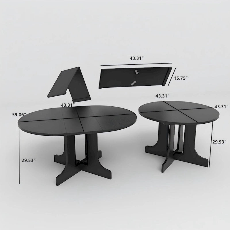 Modern Round Dining Table with Extendable Top and X Base for Family Dinners Small Spaces and Multi Scene Styling