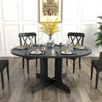 Modern Round Dining Table with Extendable Top and X Base for Family Dinners Small Spaces and Multi Scene Styling