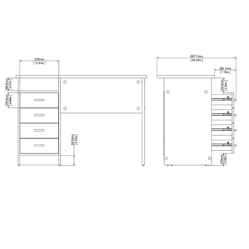 4-Drawer Desk with Open Shelf