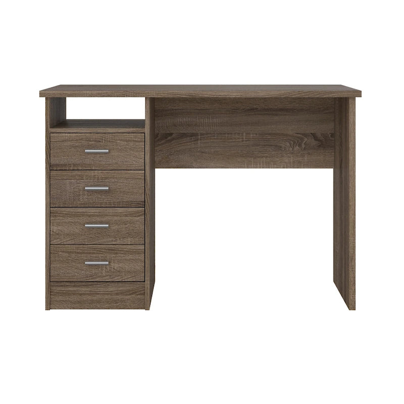 4-Drawer Desk with Open Shelf