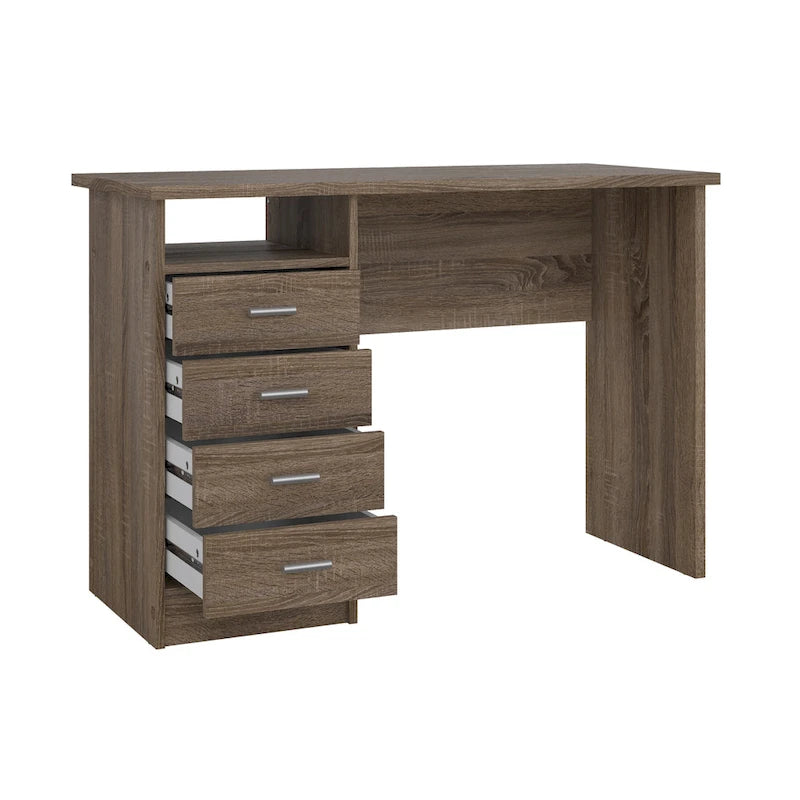 4-Drawer Desk with Open Shelf