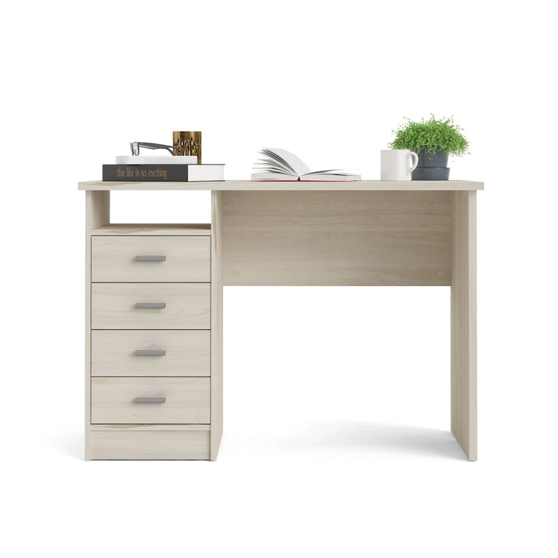 4-Drawer Desk with Open Shelf