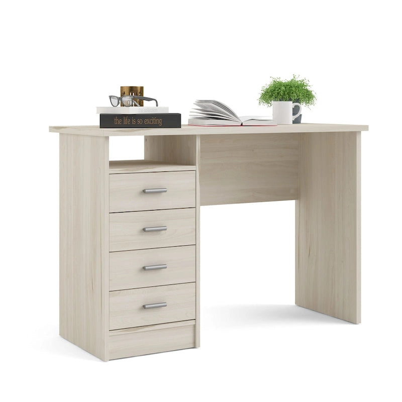 4-Drawer Desk with Open Shelf