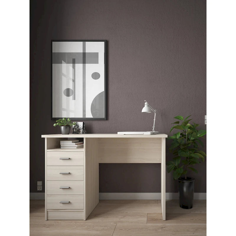 4-Drawer Desk with Open Shelf