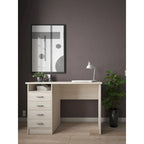 4-Drawer Desk with Open Shelf