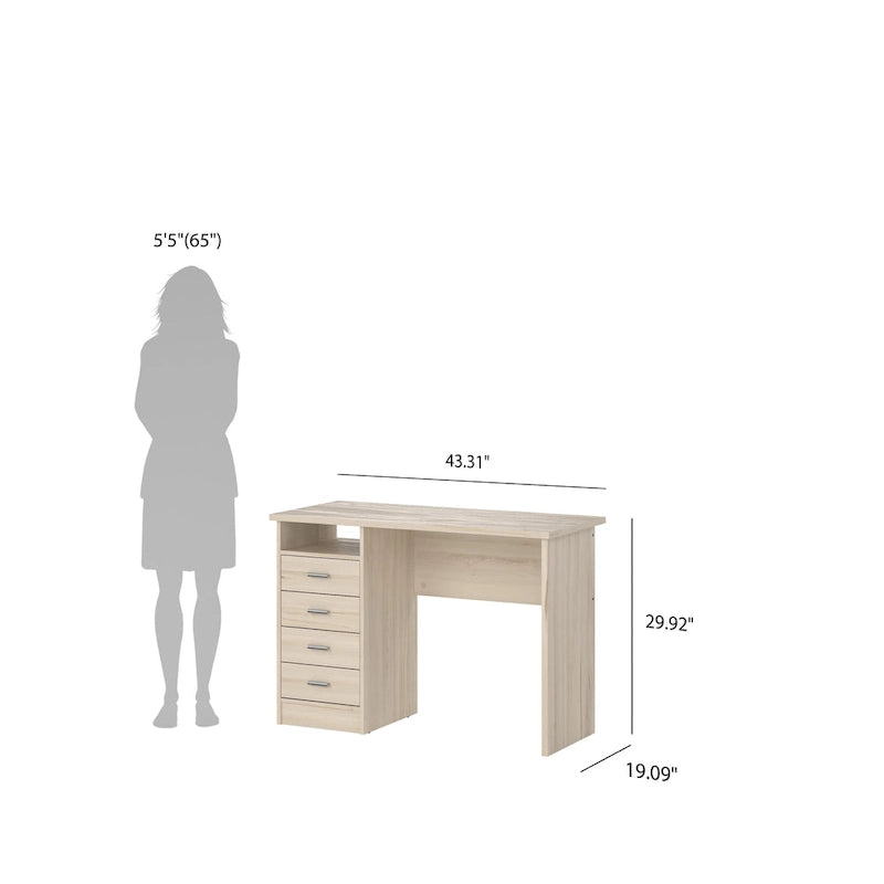 4-Drawer Desk with Open Shelf