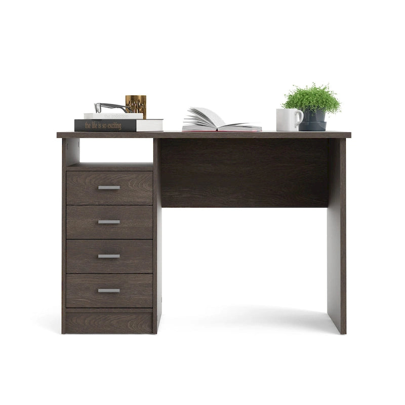 4-Drawer Desk with Open Shelf
