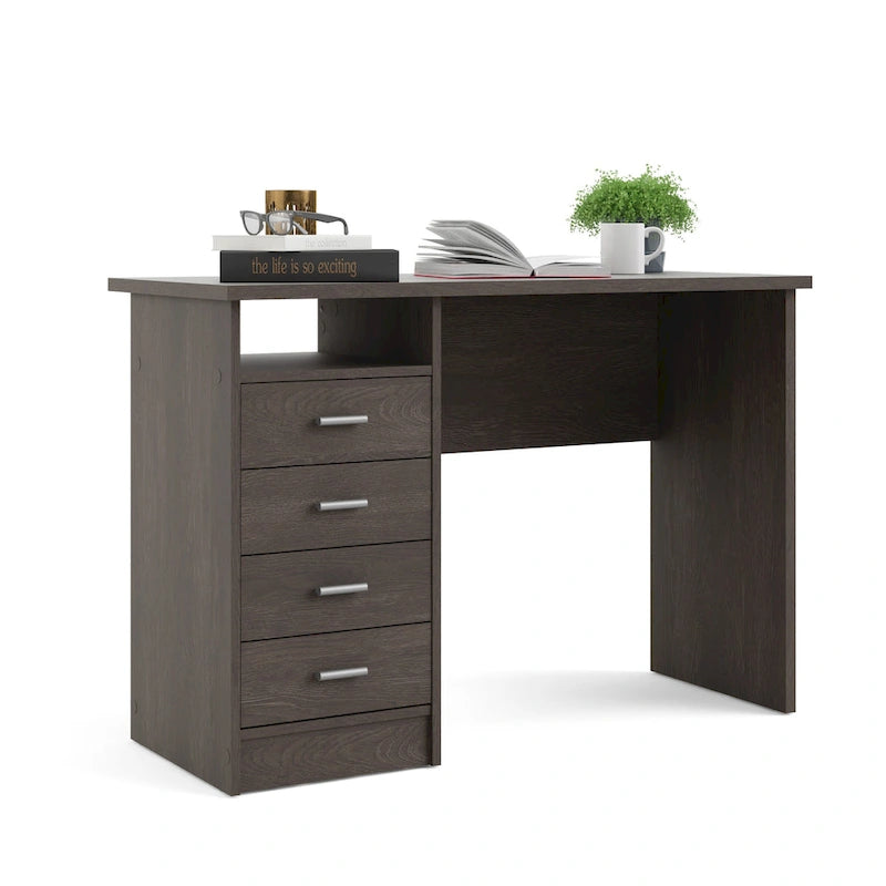 4-Drawer Desk with Open Shelf
