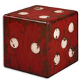 Burnt Red Accent Table with Ivory Accents