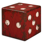 Burnt Red Accent Table with Ivory Accents