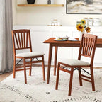 2/4 Set Kitchen Chairs with Rubber Wood Frame Upholstered Seat