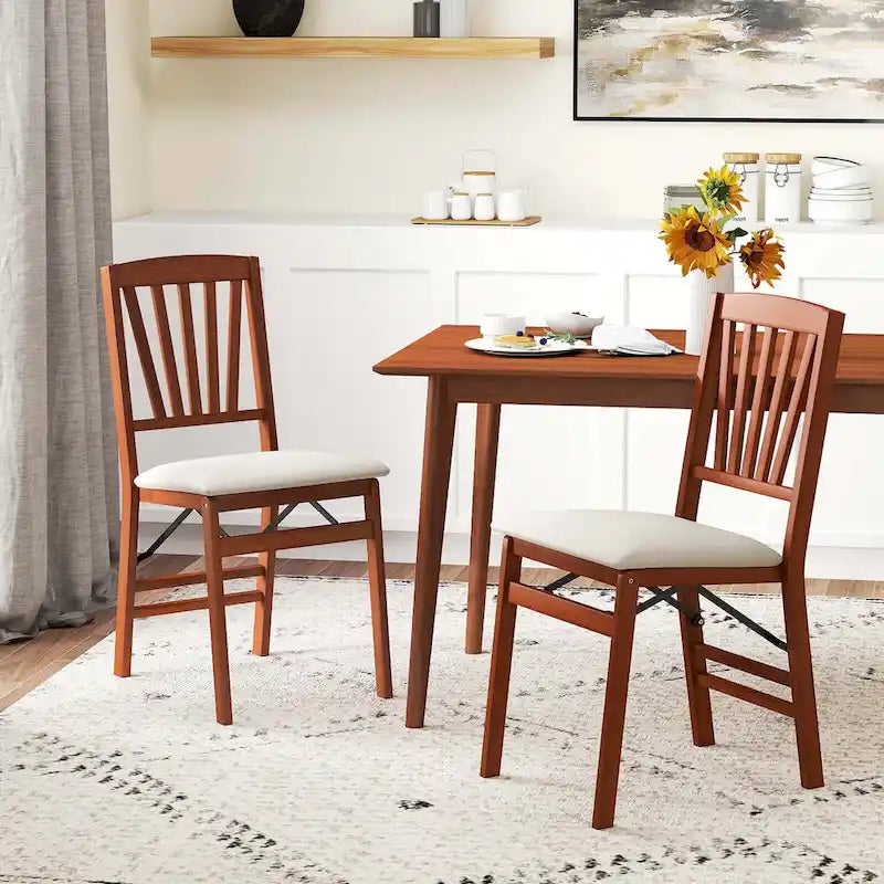2/4 Set Kitchen Chairs with Rubber Wood Frame Upholstered Seat