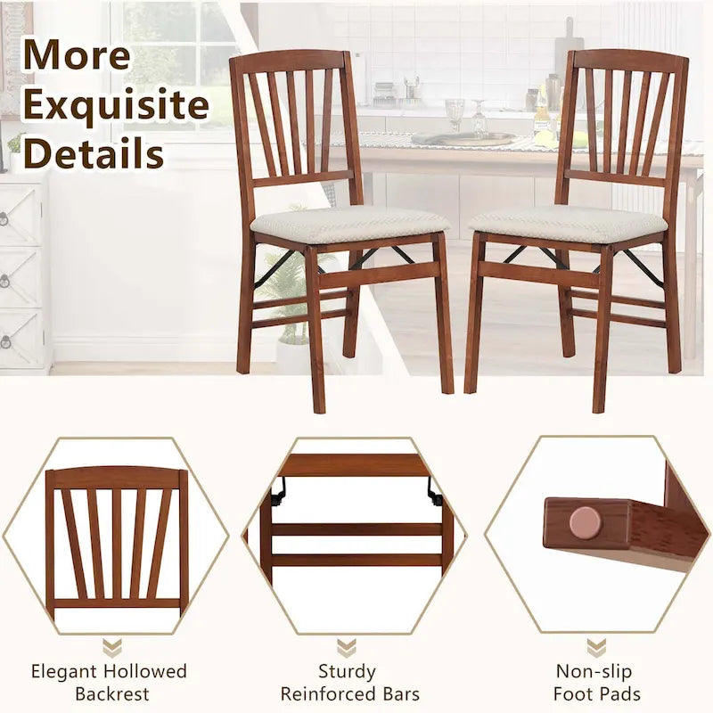 2/4 Set Kitchen Chairs with Rubber Wood Frame Upholstered Seat