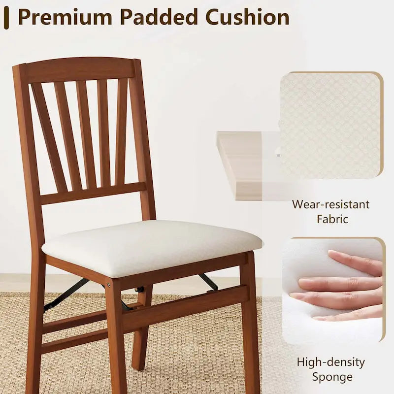 2/4 Set Kitchen Chairs with Rubber Wood Frame Upholstered Seat