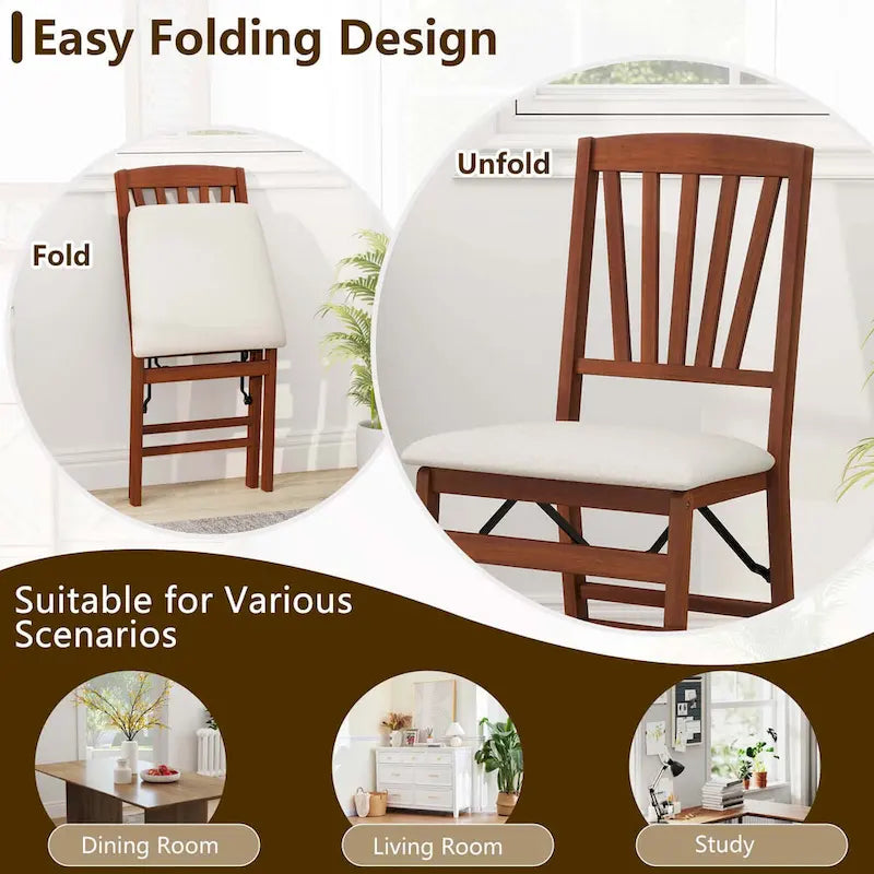 2/4 Set Kitchen Chairs with Rubber Wood Frame Upholstered Seat