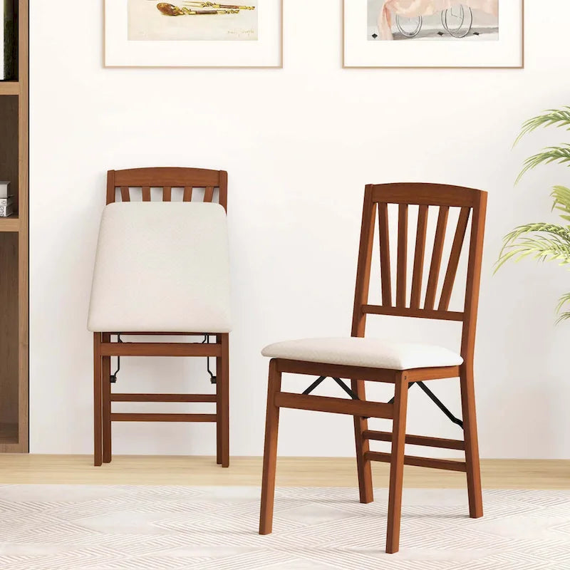 2/4 Set Kitchen Chairs with Rubber Wood Frame Upholstered Seat