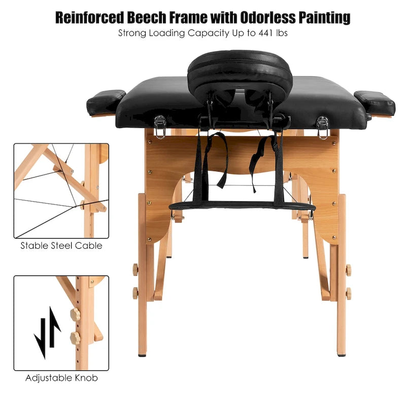 84L Portable Massage Table Adjustable Facial Spa Bed Tattoo