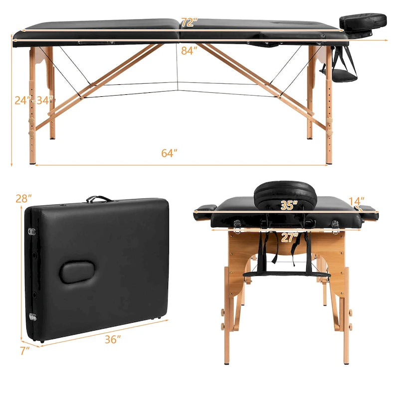 84L Portable Massage Table Adjustable Facial Spa Bed Tattoo