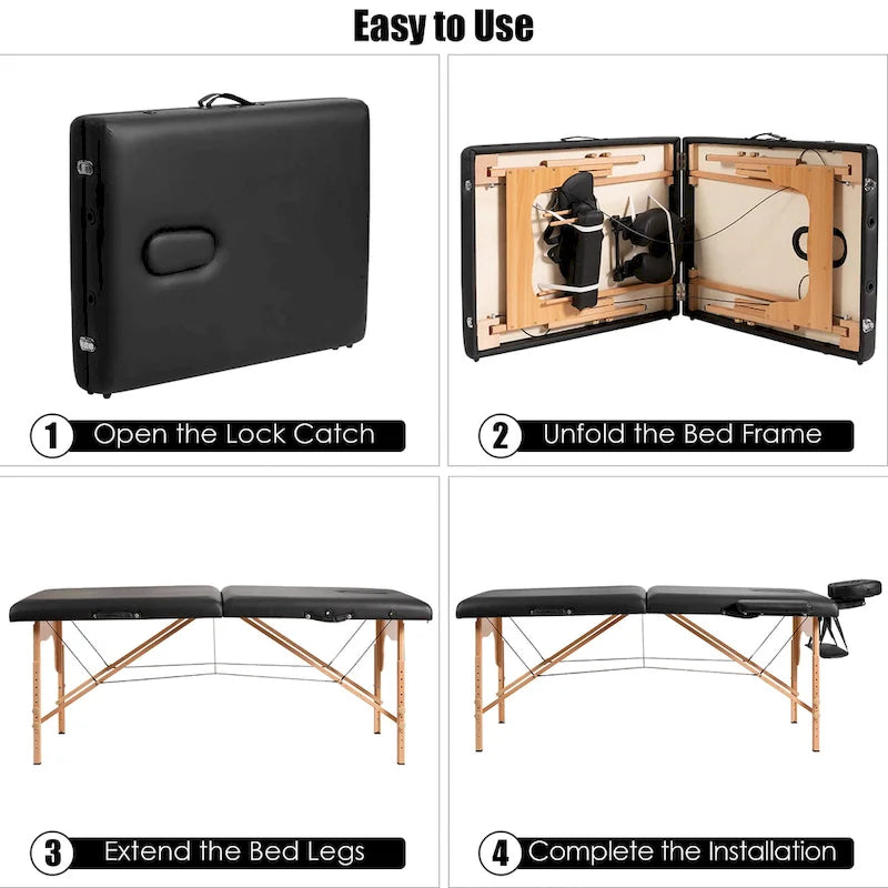 84L Portable Massage Table Adjustable Facial Spa Bed Tattoo