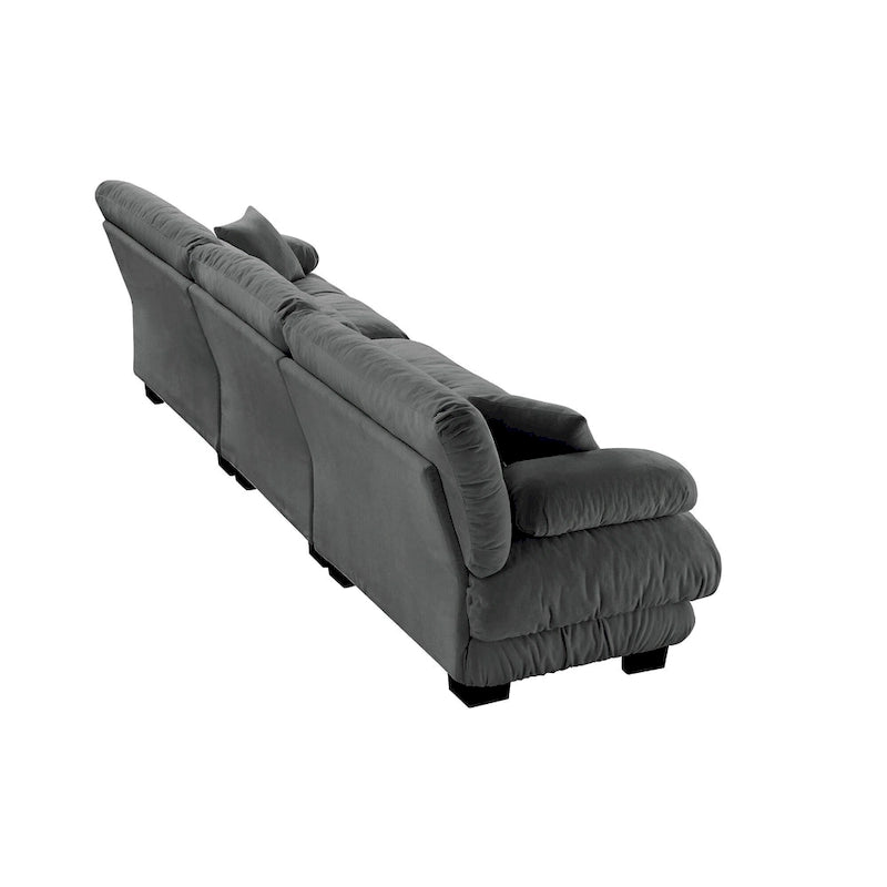 133.8 Chenille 4-Seat Sofa with Round Bolster Armrests, Deep Seat Cushions for Living Room