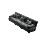 133.8 Chenille 4-Seat Sofa with Round Bolster Armrests, Deep Seat Cushions for Living Room