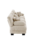 133.8 Chenille 4-Seat Sofa with Round Bolster Armrests, Deep Seat Cushions for Living Room