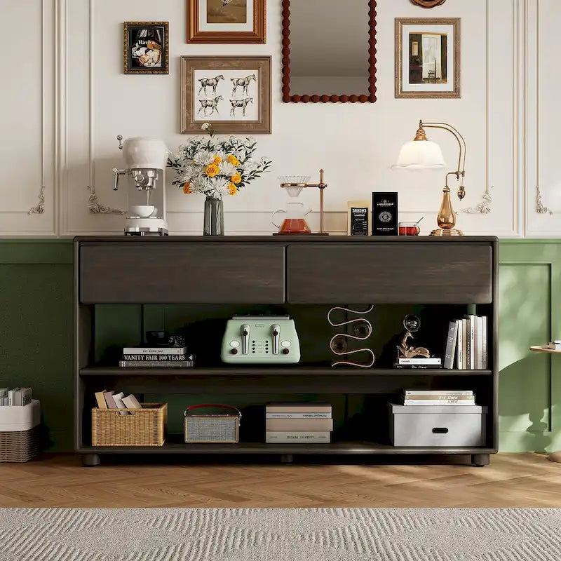 Console Table with Drawers and Shelves for Living Room, Entryway