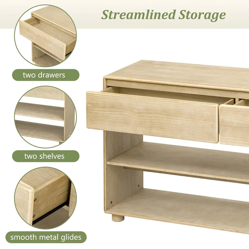 Console Table with Drawers and Shelves for Living Room, Entryway