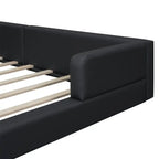 Queen Size Upholstered Bed Frame with 2 Reading Lights, PU Leather Platform Bed with Button Tufted Headboard for Bedroom