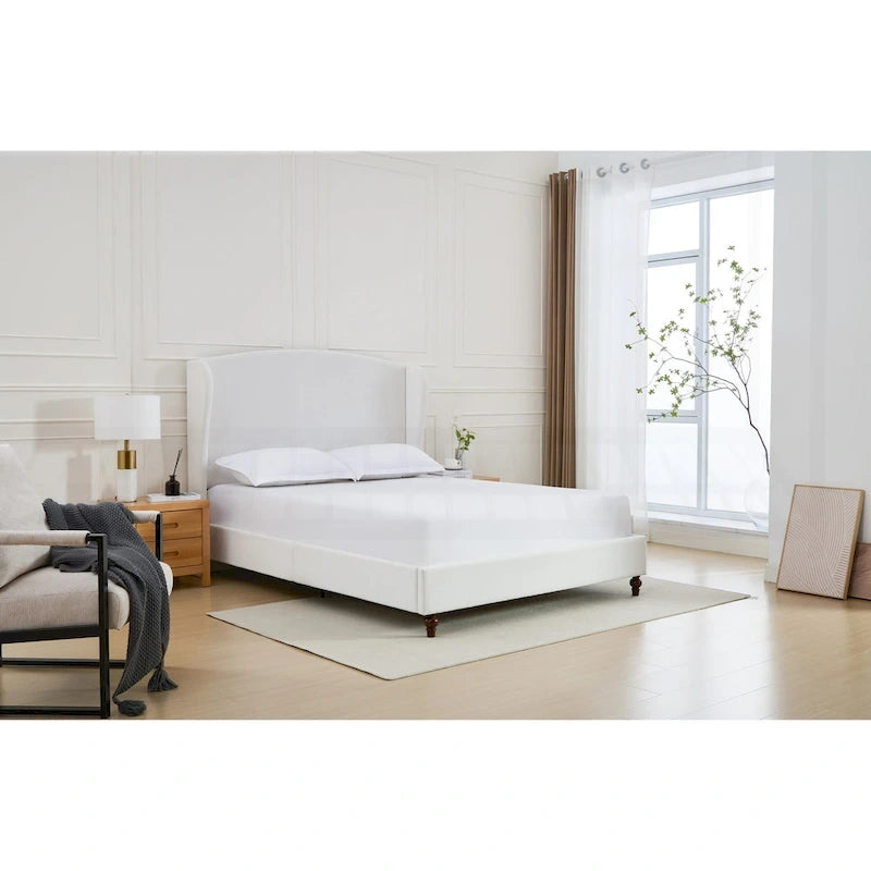 Minimalist Wingback Upholstered King Bed for Dreamy Sleep and Stylish Bedroom