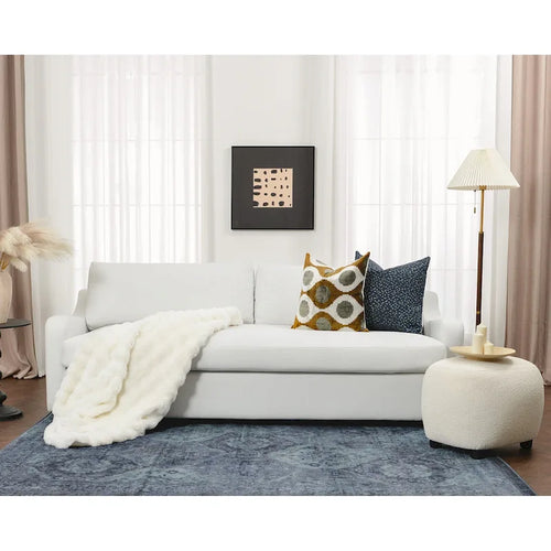 KINWELL 3-Seater Linen Upholstered Deep Seat Sofa with Flippable Cushions, 90W